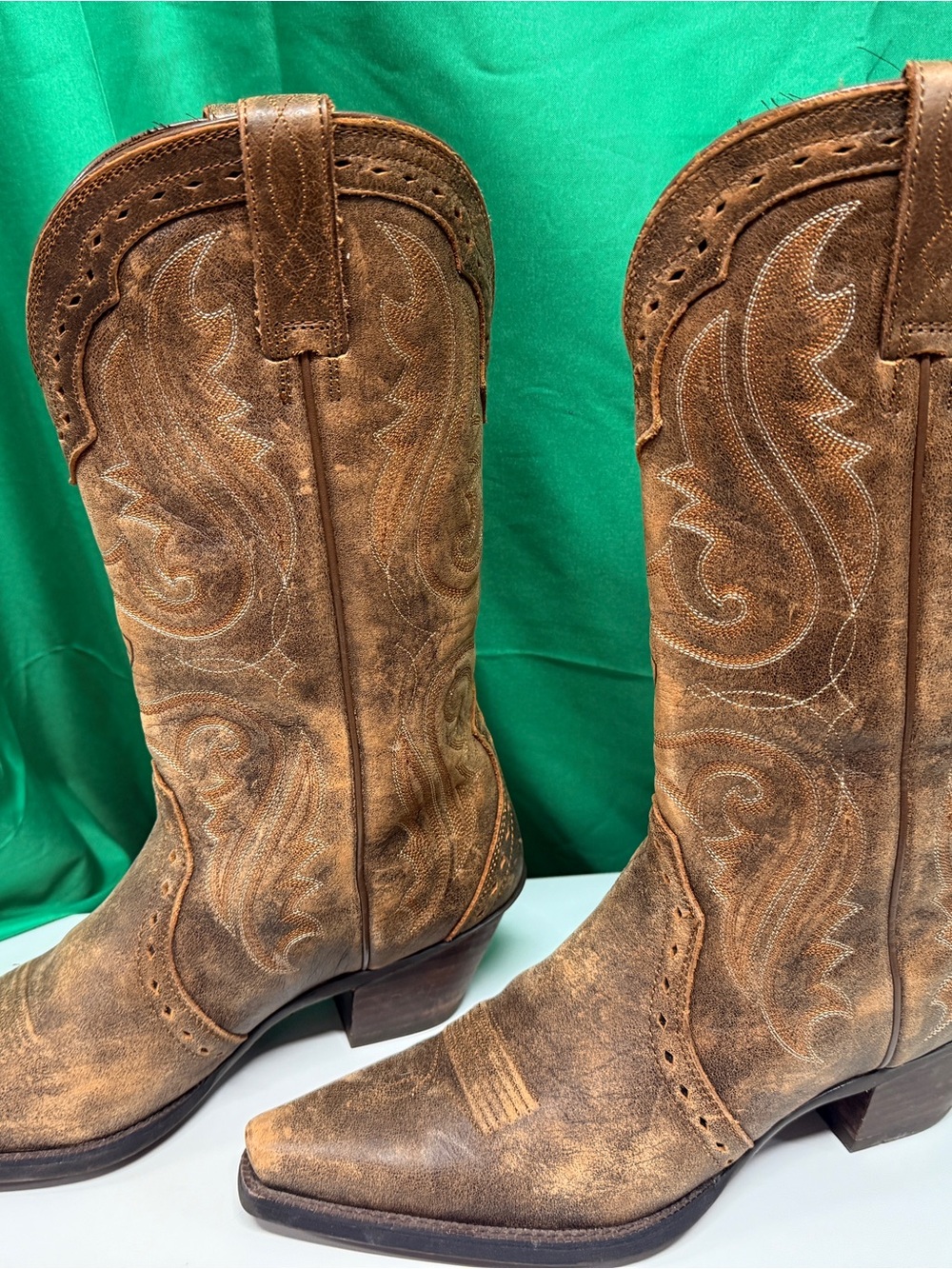 Ariat Brown Distressed Leather Western Heeled Boots